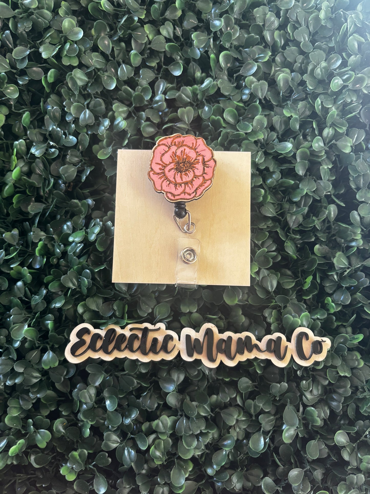Peachy floral Badge Reel