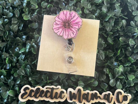 Pink Floral Badge Reel