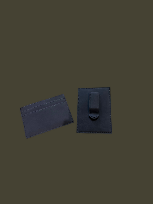 Grey Leather Clip Wallet