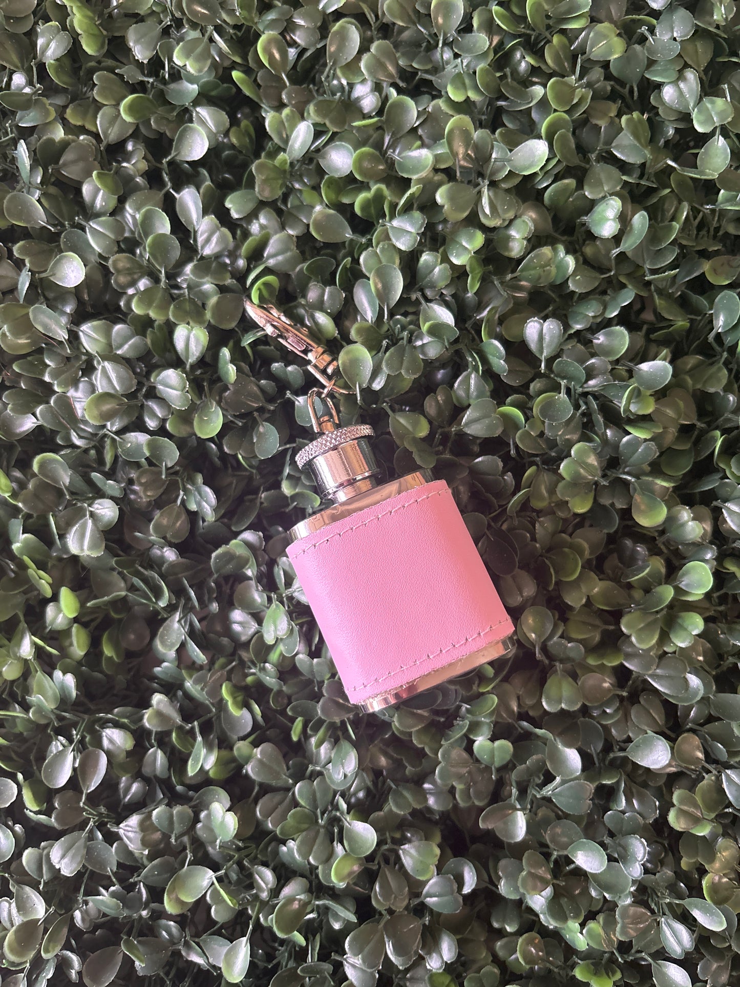Pink Leather Mini Flask