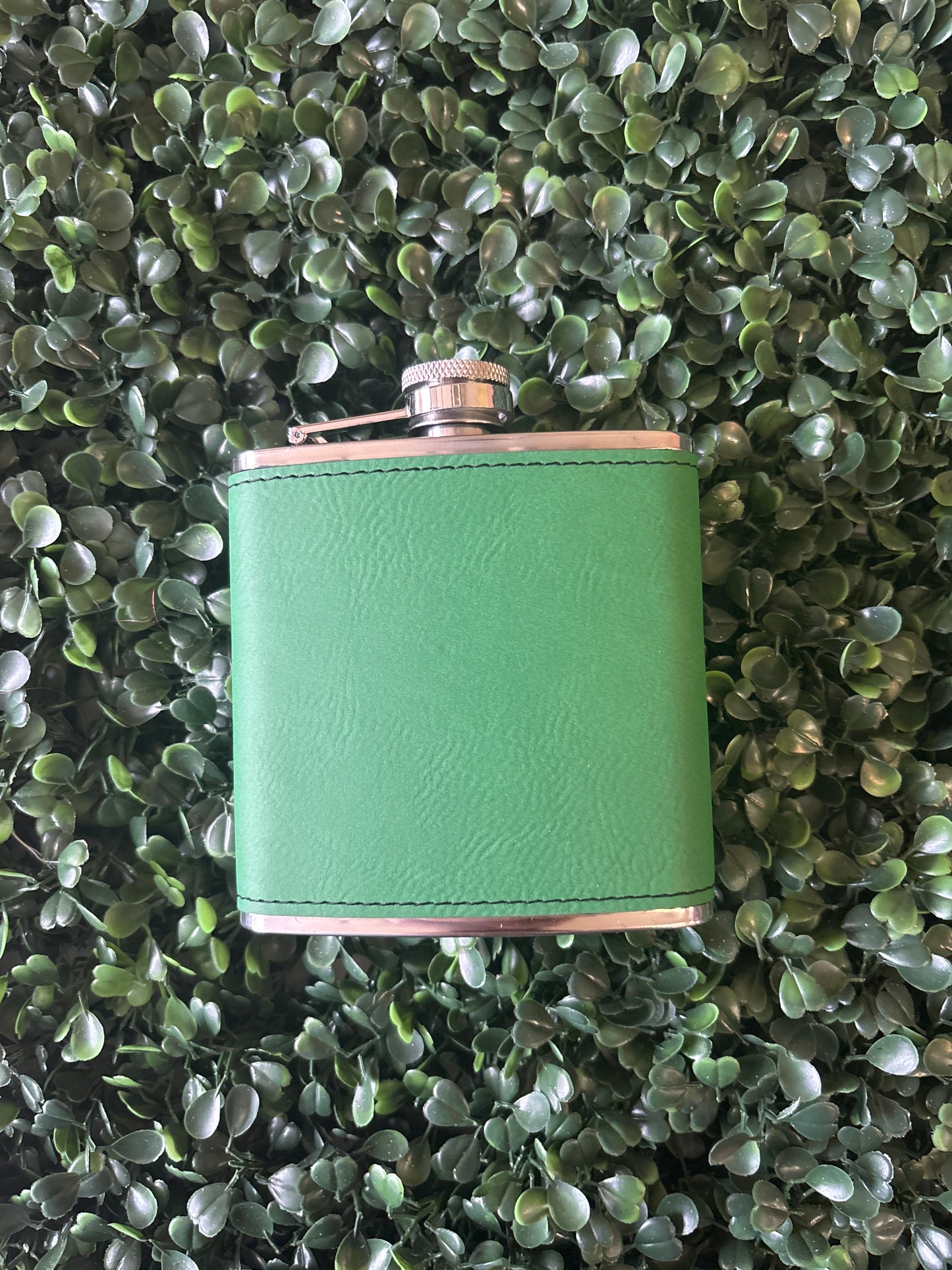 Green Leather 6oz Flask
