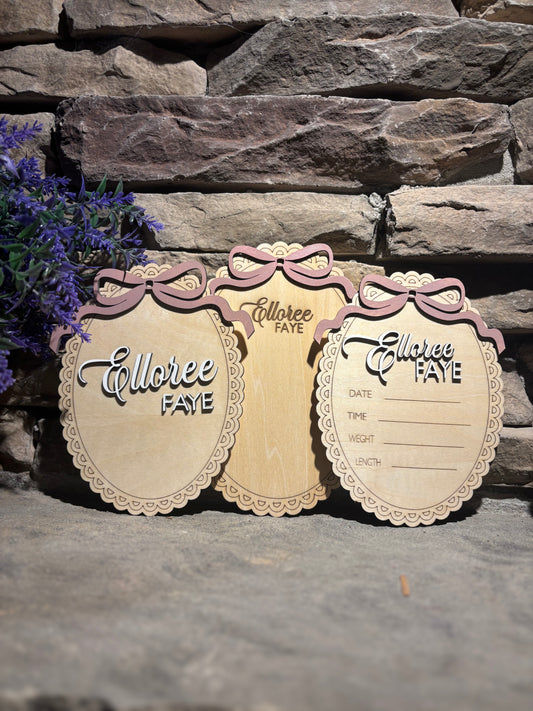 Bow Birth Announcement Set