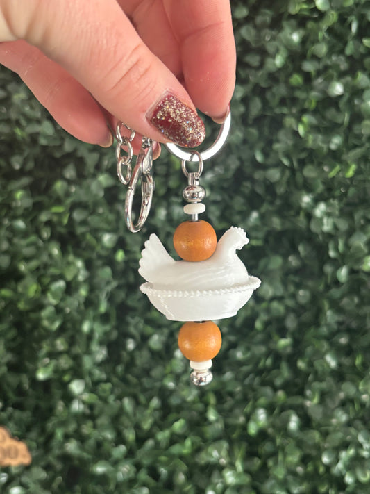 Hen on Nest Keyring